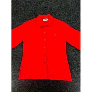 Vintage Lady Diplomat Shirt Womens Red Wrinkle Resistant Tucked Retro Button Up